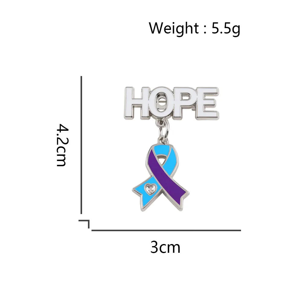 Blaulila Zweifarbige Brosche, Selbstmordprävention, HOPE Wohltätigkeitsabzeichen, Pin zur Förderung der psychischen Gesundheit, Dekoration – Detail 2