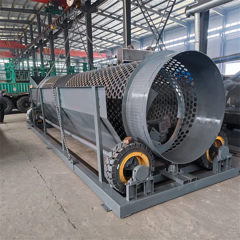 Mobile Compost Trommel Screen Topsoil Drum Screen Industrial Stone Sand Rotary Drum Sieve Soil Screening Machine