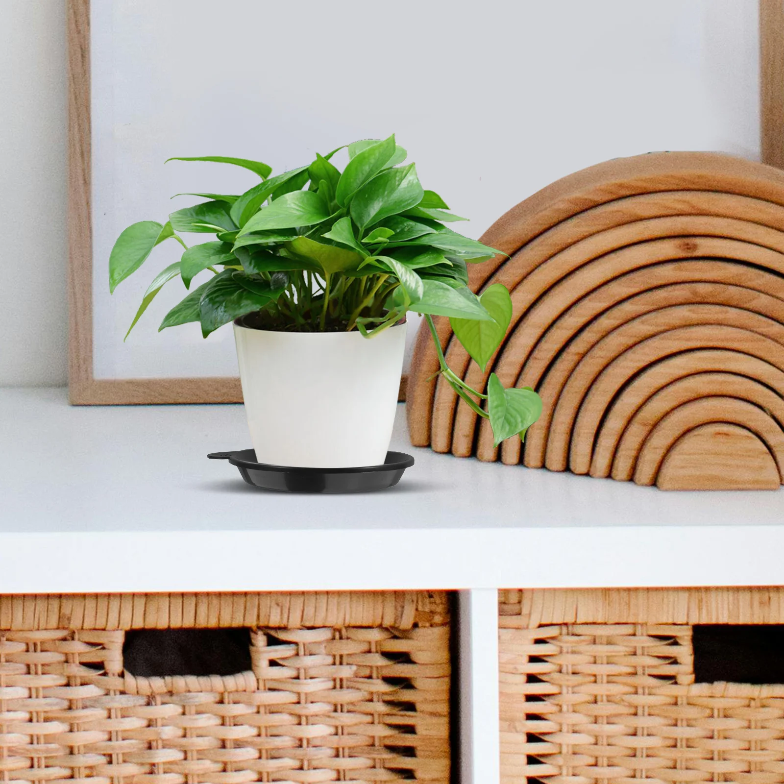 10pcs Succulent Plants Pots Saucer Tray 8.2Cm Deep Slot Plastic Flowerpot Drip Plate For Bonsai Small Plant Holders Black