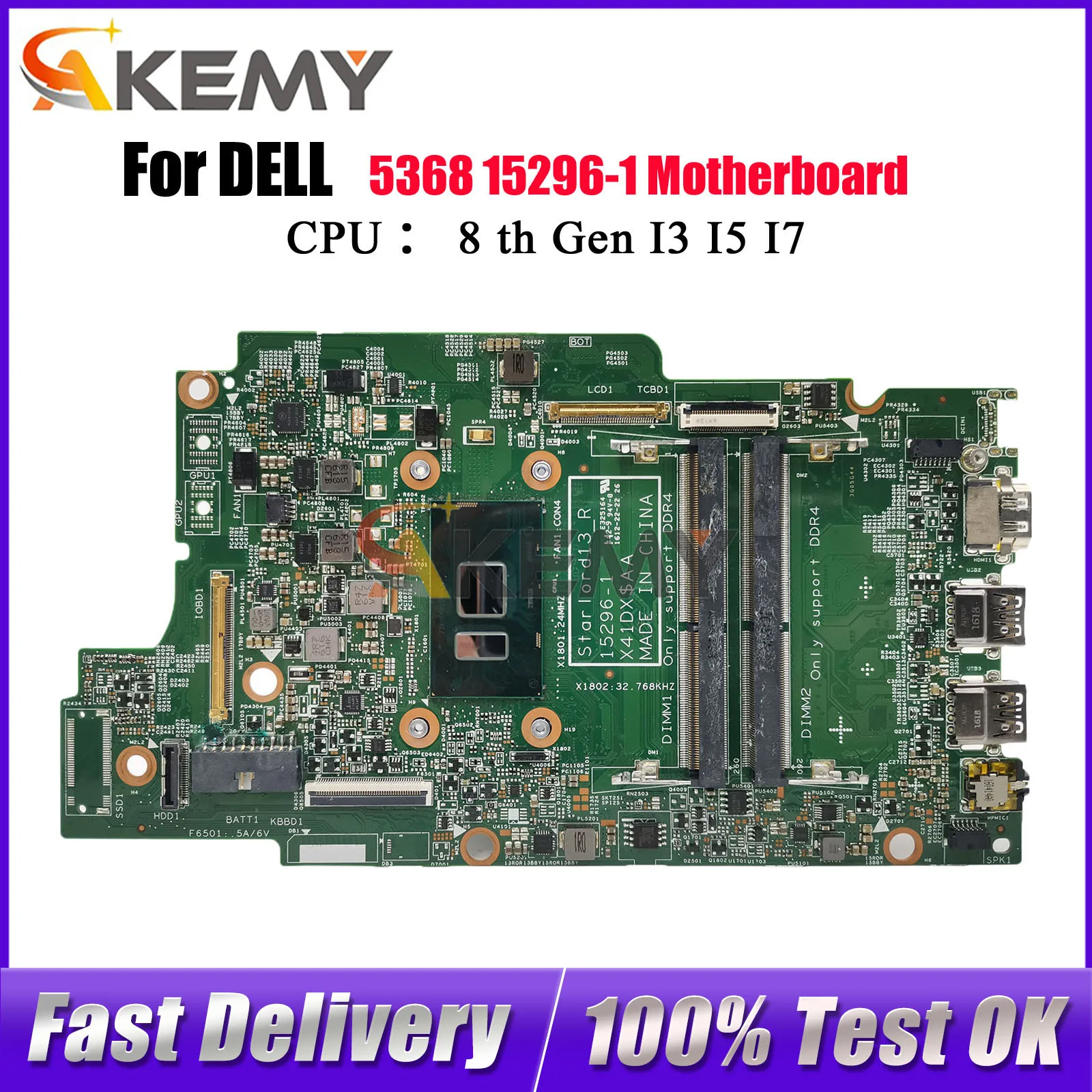 

Материнская плата для ноутбука Dell Inspiron 13 5368 7368 15 5568 7569 7778 15296-1 CN-0H95D5 0C1HX7 0JV40X 0P380 Вт протестирована нормально