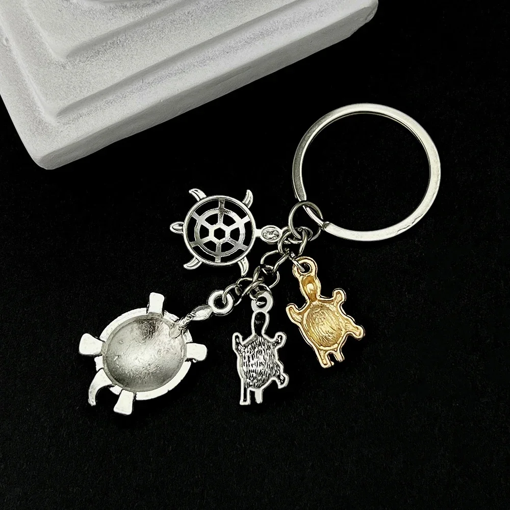 Cute Sea Turtle Keychain Metal Hollow Tortoise Pendant Key Holder Women Men Handbag Backpack Charms Accessories Ocean Lover Gift