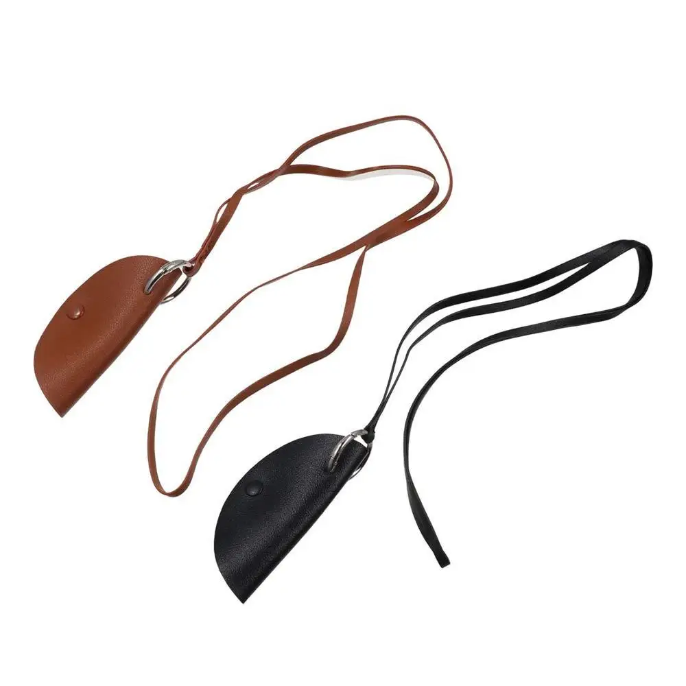 Hanging Neck Crescent Moon Key Case Long Leather Necklace For Women Anti-loss Portable Sweater Chain Lanyard Accessories