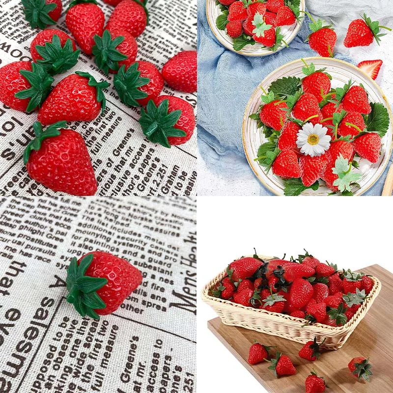 10pcs Artificial Fruit Fake Strawberry Plastic Simulation Strawberry Ornament Craft Photography Props Home Decor Kid Toys