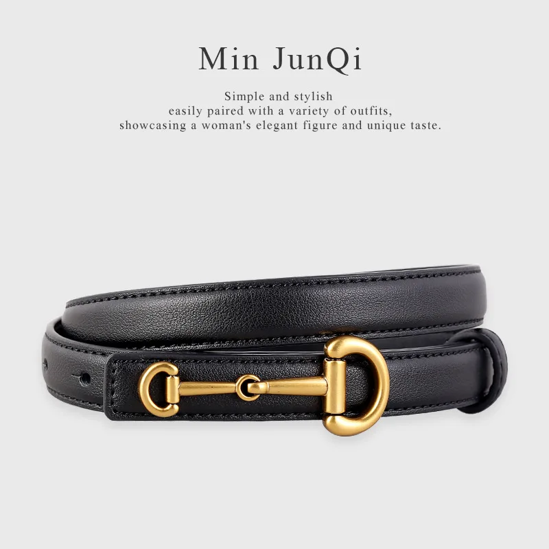 

2025new arrival genuine leather small belt casualcasual thin belt horseshoe buckle easiest for matchins style pants belt