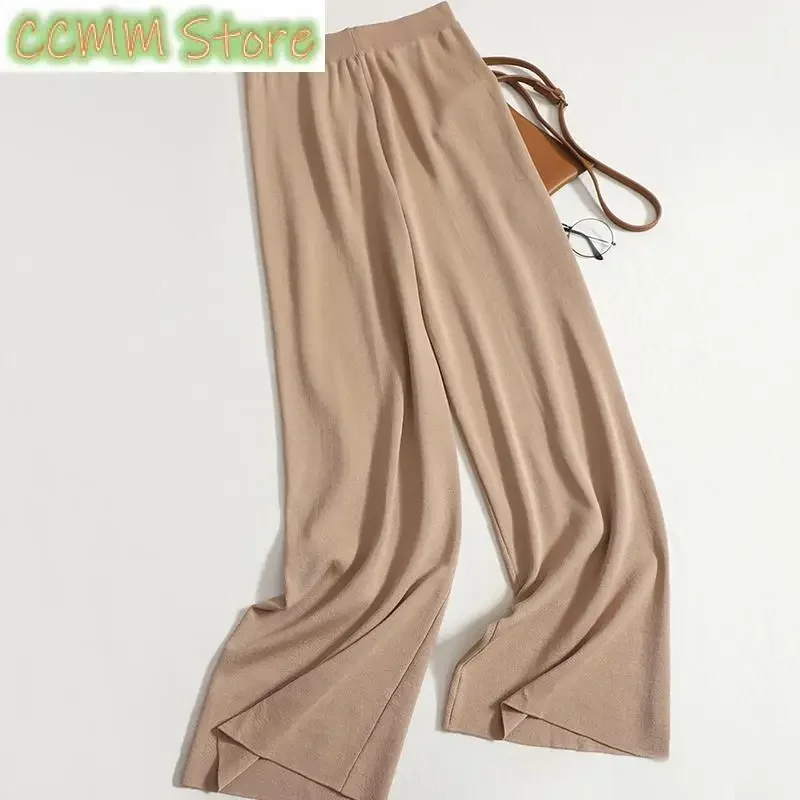 New Solid Knitting 2 Piece Sets Womens Outfits Fashion Autumn O Neck Long Sleeve Casual Sets High Waist Pant Sets