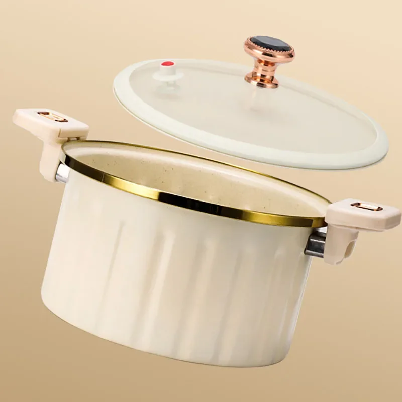 8L Household Micropressure Cooking Pot Multifunctional Non-stick Pressure Cooker Stockpot with Double Ears