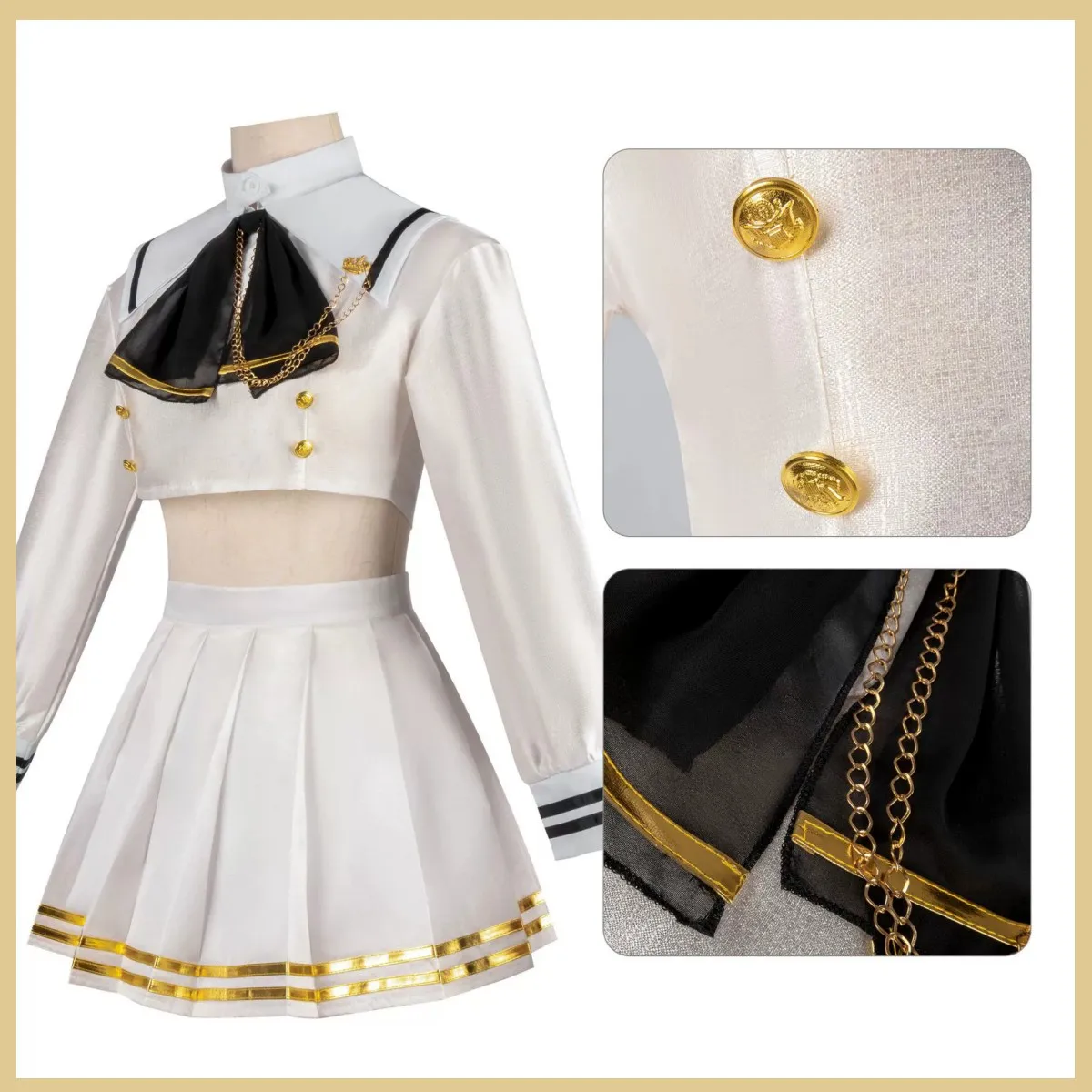 Anime Game Azur Lane Hms Janus Cosplay Costume Japanese White JK Uniform Skirt Long Sleeves Shirt Woman Sexy Sailor Suit view 5
