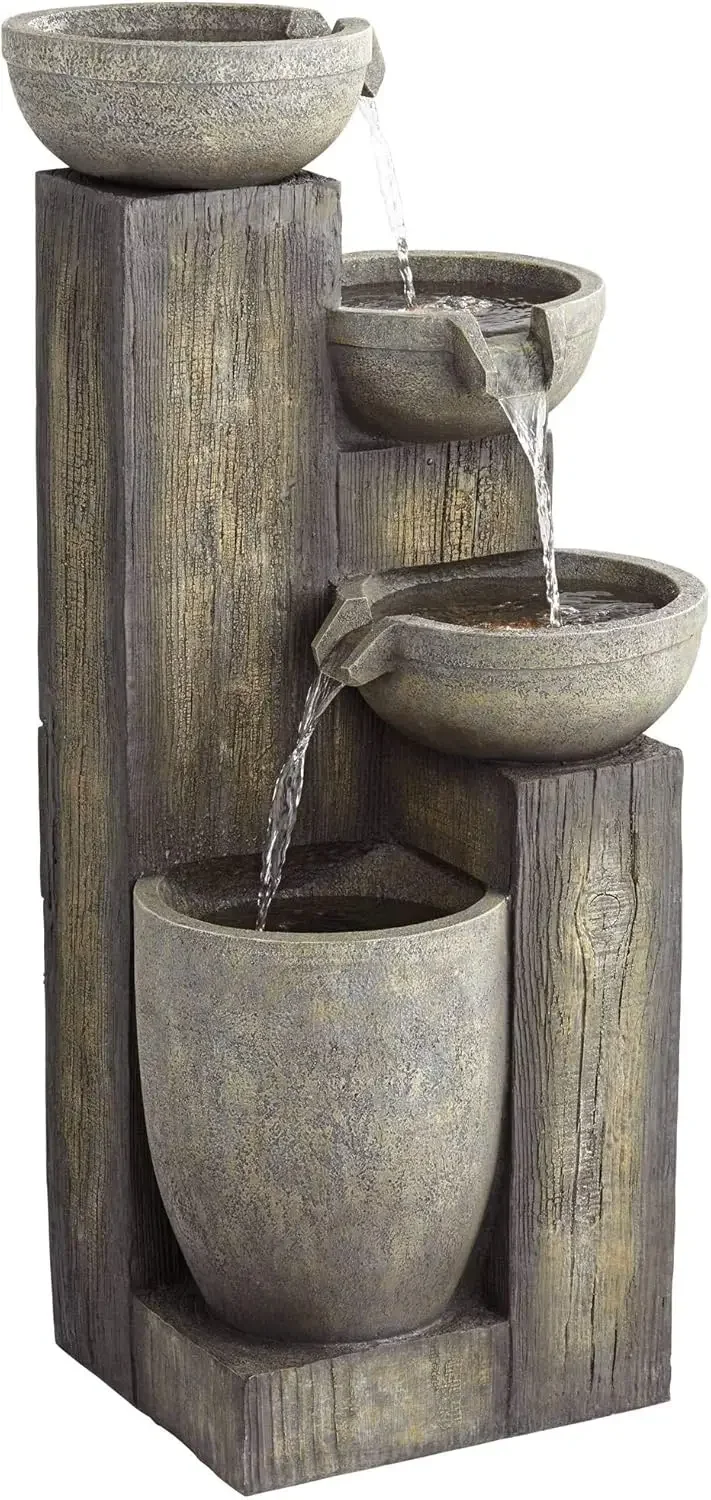 Four Tier Rustic Outdoor Floor Water Fountain 40 1/2