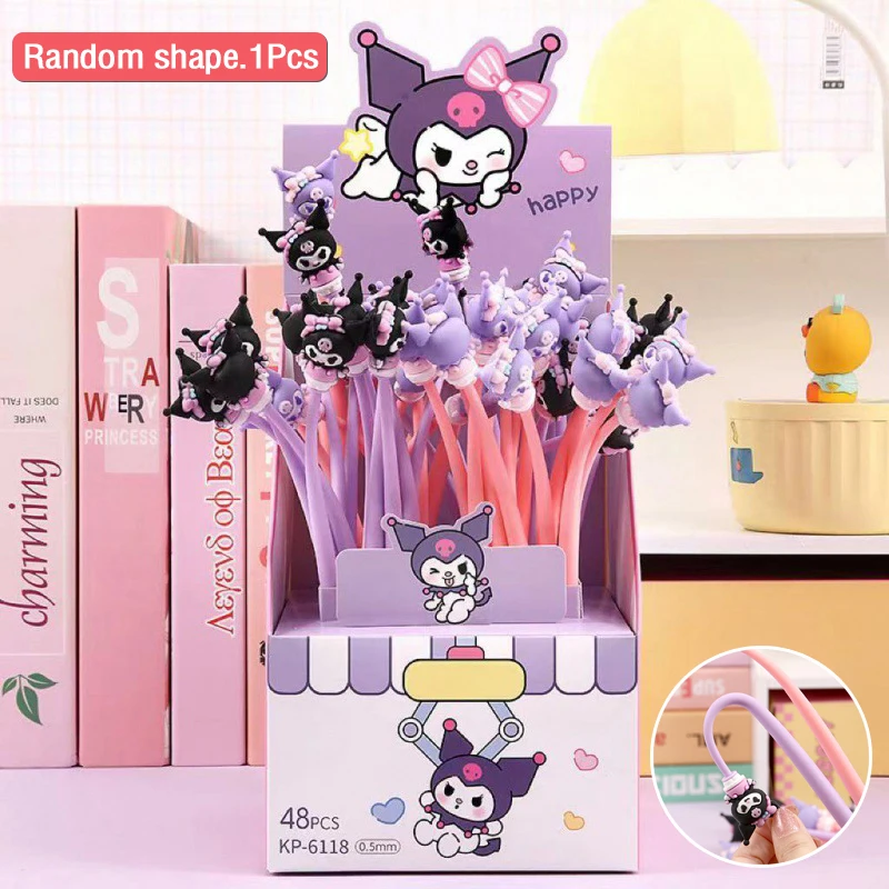 

Sanrio Kuromi 0,5 мм гелевая ручка Силиконовая декомпрессионная мягкая клейкая шейкер студенческие ручки канцелярские принадлежности силикон