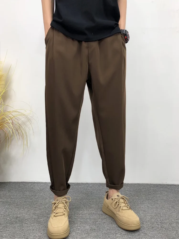 

Summer Casual Loose Straight Leg Men's Pants Thin Ice Silk Cool Feeling Workwear Trousers Harajuku Sle Youth Faion