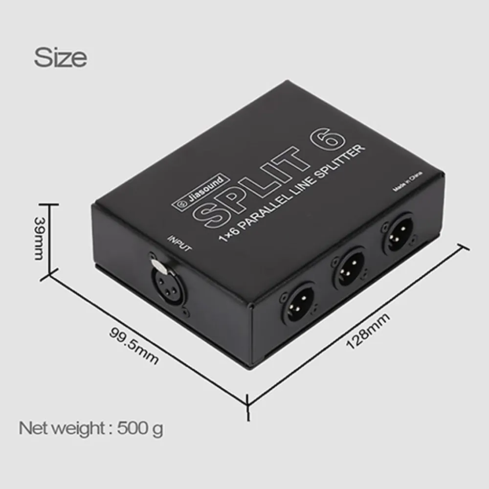 Jiasound SPLIT6 XLR المقبس 1 في 6 خارج المتوسع 1 إلى 6 متوازن XLR الفاصل Xlr محدد