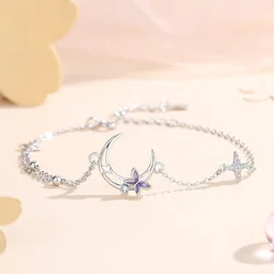 CYJ European S925 Sterling silver AAA CZ Star Moon Butterfly Bracelet Chain For Women Birthday Party Gift Jewelry