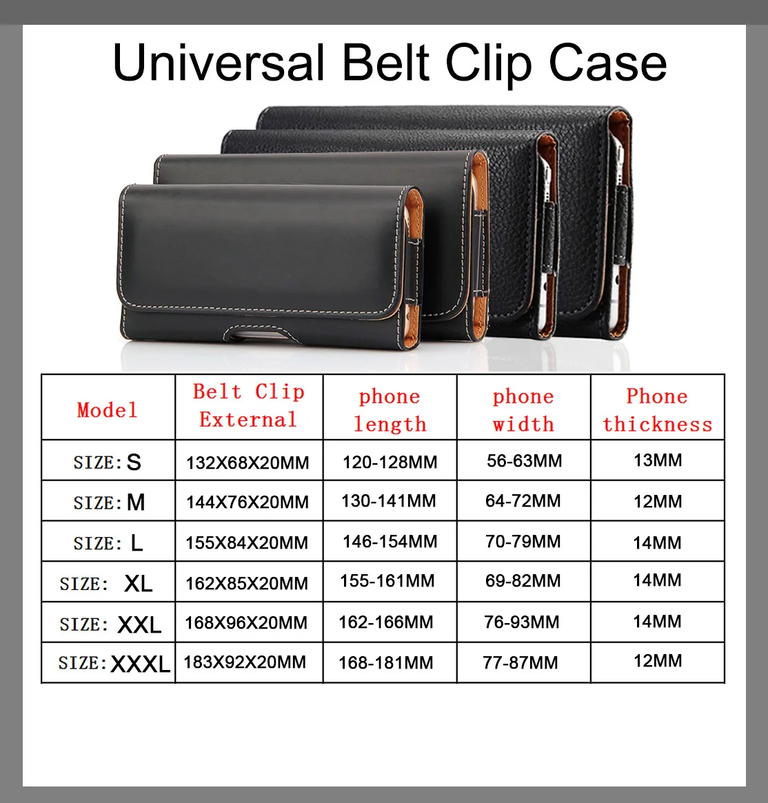 Universal Belt Clip Case for Samsun S22 S21 S20 S10 Note20 10 9 PU Leather Pouch for iphone 14 13 12 Mobile Phone Bag Waist Bag