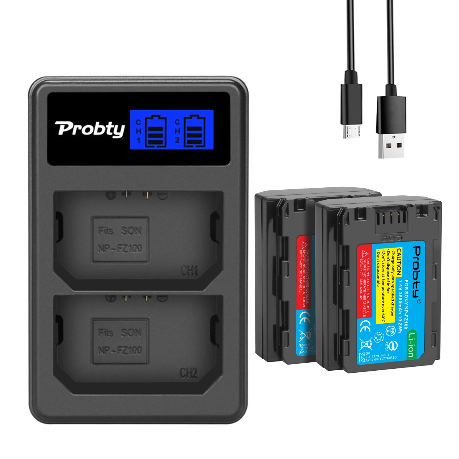 NP-FZ100 2600mAh Battery for Sony A7R V A7S III A7 IV ZV-E1, FX3, FX30, A1, A9,A9 II, A6600, A7C