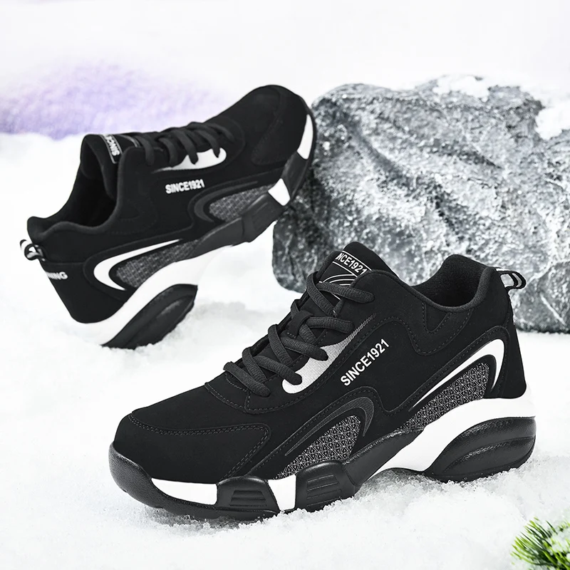 

Men's Thermal Waterproof Winter Boots - Non-Slip Plush Lined Snow Sneakers for Cold Weather