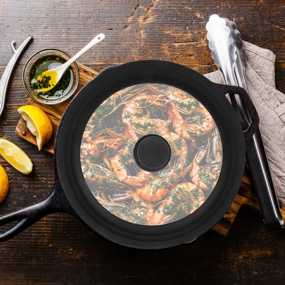 

1Pcs Toughened Glass Silicone Pot Cover Transparent Lid for Cooking Pots with Anti Scald Knob Multipurpose Visible Pot Lid