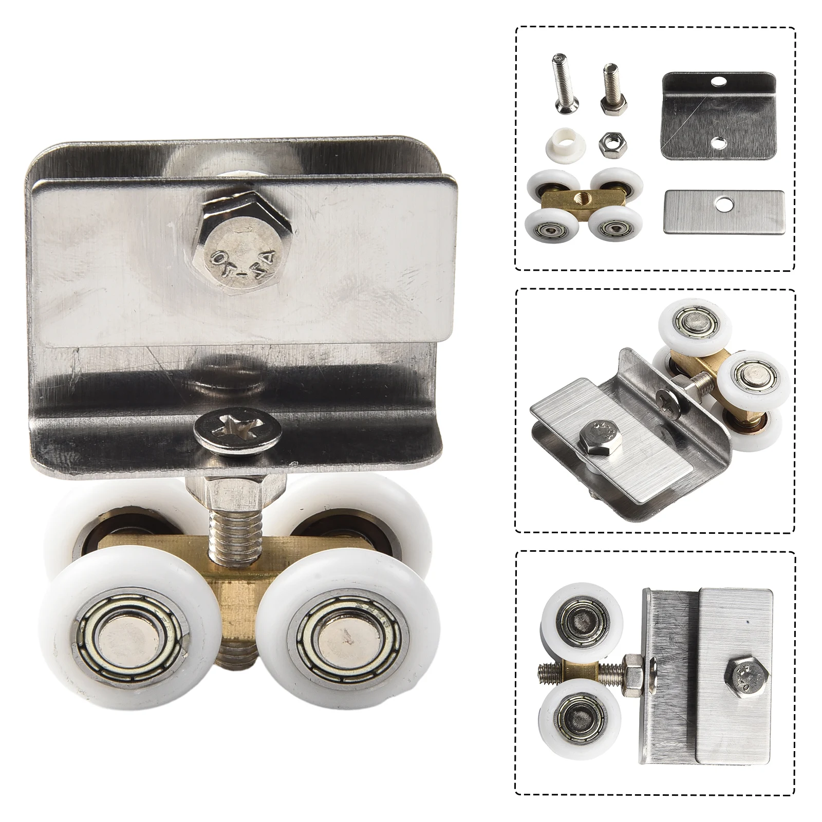 1 قطعة غرفة الاستحمام النحاس أربع عجلات معلقة بكرة الأسطوانة اكسسوارات الحمام للحمام أبواب الشريحة المنزلية استبدال الأجهزة