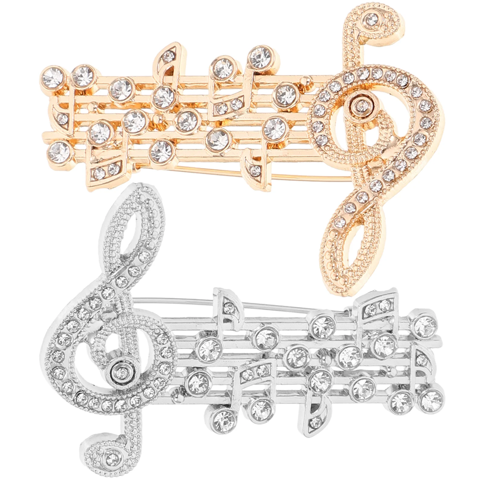 

2 Pcs Musical Note Guitar Brooch Rhinestones Decor Pin for Women Festival Clothing Gift Elegant Anti Wardrobe Malfunction Clip