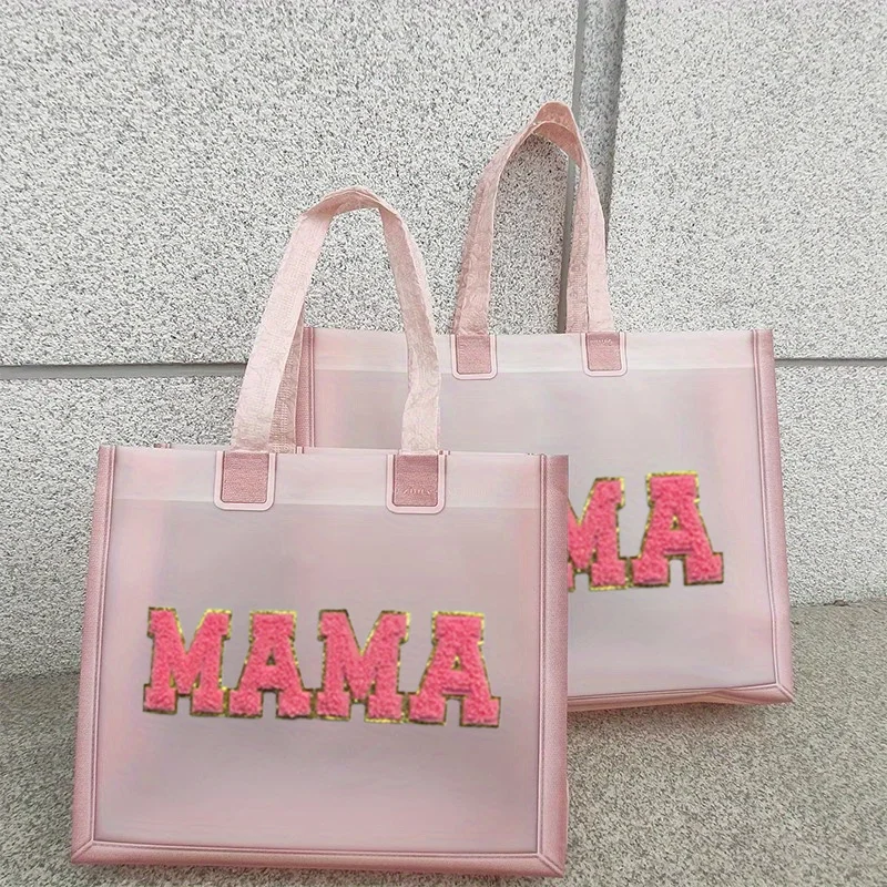 5pcs Shopping Bag Pvc Large Capacity Handbag Mama Letter Bag Shopping Shopping Handbag Mother\'s Day Gift For Mother