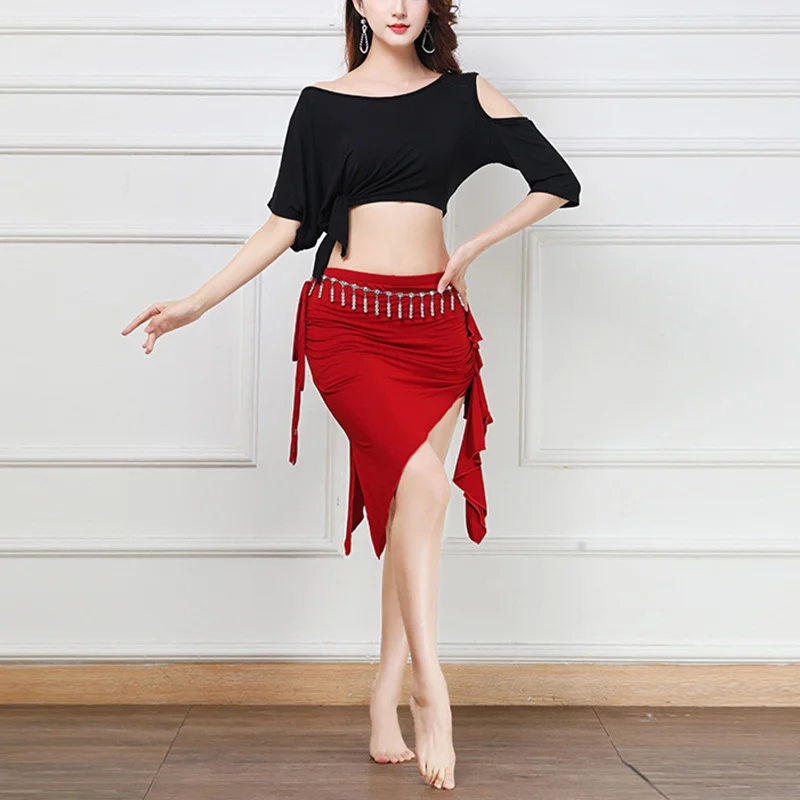 2PCS Women Oriental Belly Dance Lesson Wear Set Top Elegant Shirt Adult Bellydance Practice Clothes Female Dancing Dancewear