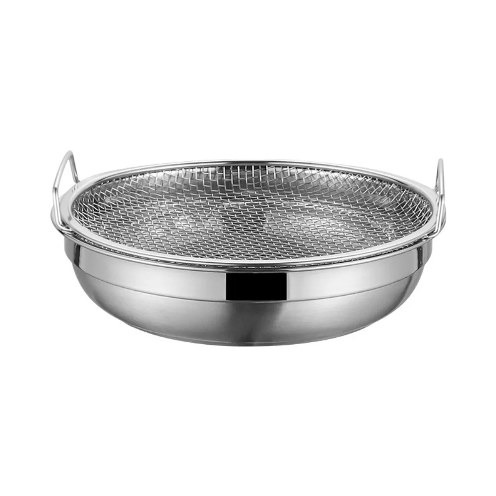 

Kitchen Gadgets Stainless Steel Oil Filter Tray Rust-proof Mesh Tempura Drip Pan Round with Handle Oil Strainer Tray Snack