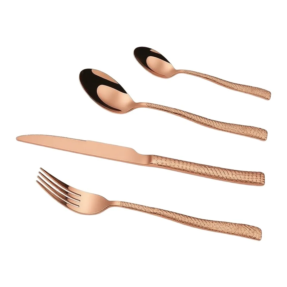 Hammered Stainless Steel Cutlery Set for Household Use Featuring Rust Resistant Construction and Balanced Weight
