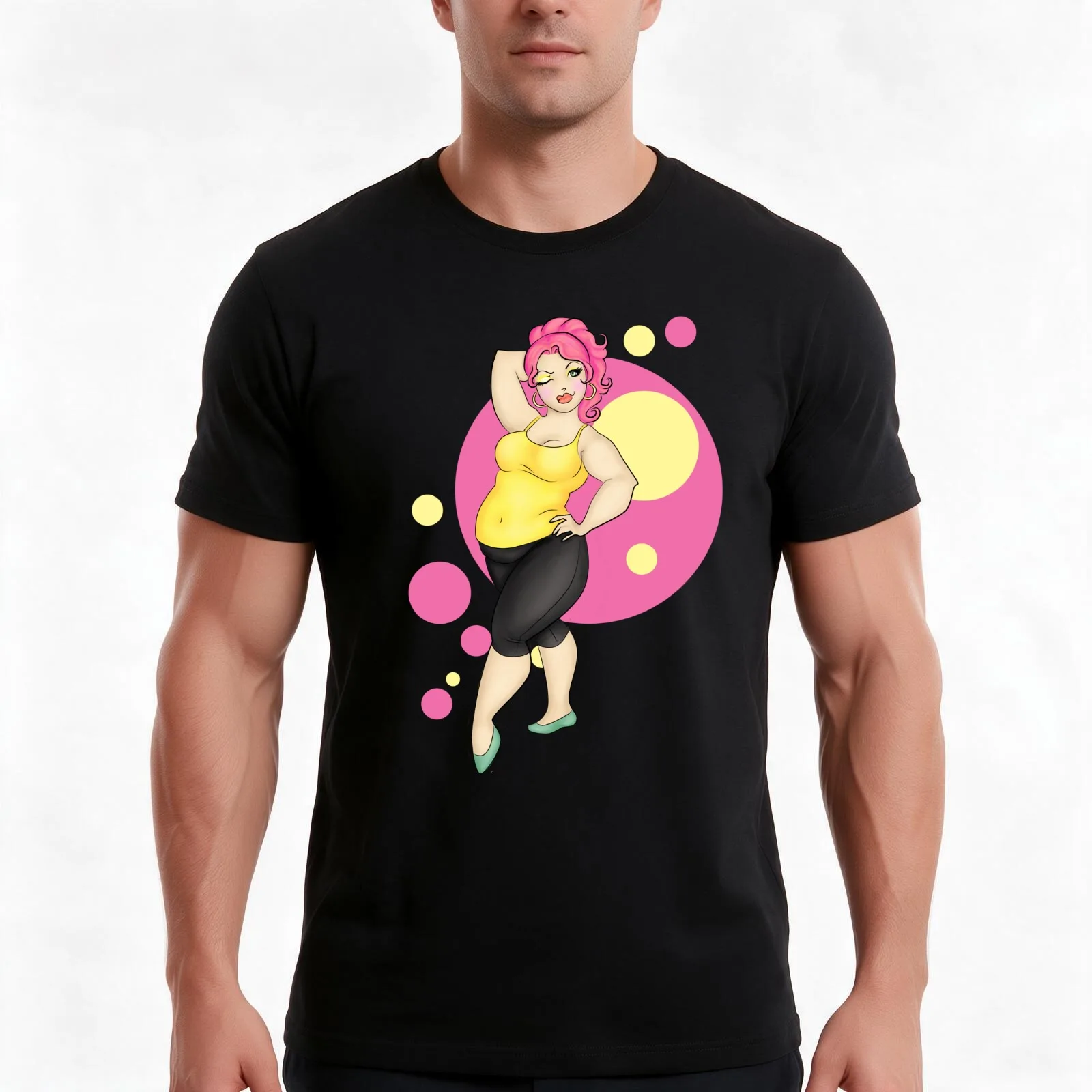 Cupcake Confectionery - Cute Fat Lady T-Shirt Summer Casual Cotton Tee Oversized Streetwear Tops Vintage Graphic Print