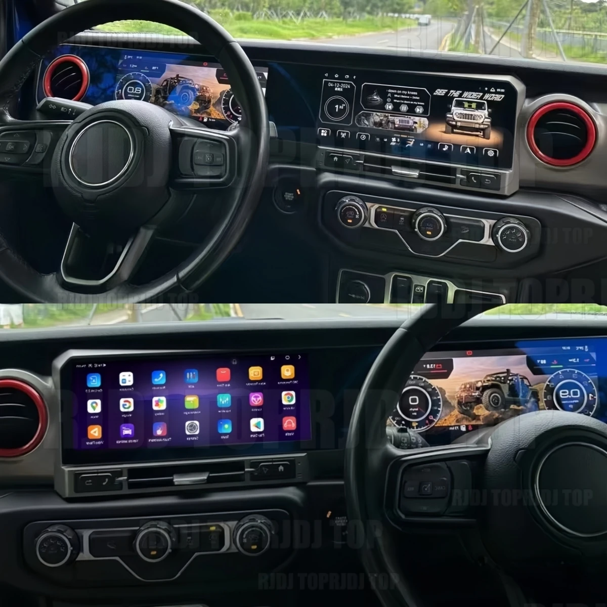 12.3inch+12.3inch Carplay Car Radio For JEEP WRANGLER 2018-2023 LCD Android Dual Touch Screen Multimedia Player GPS Stereo 4G