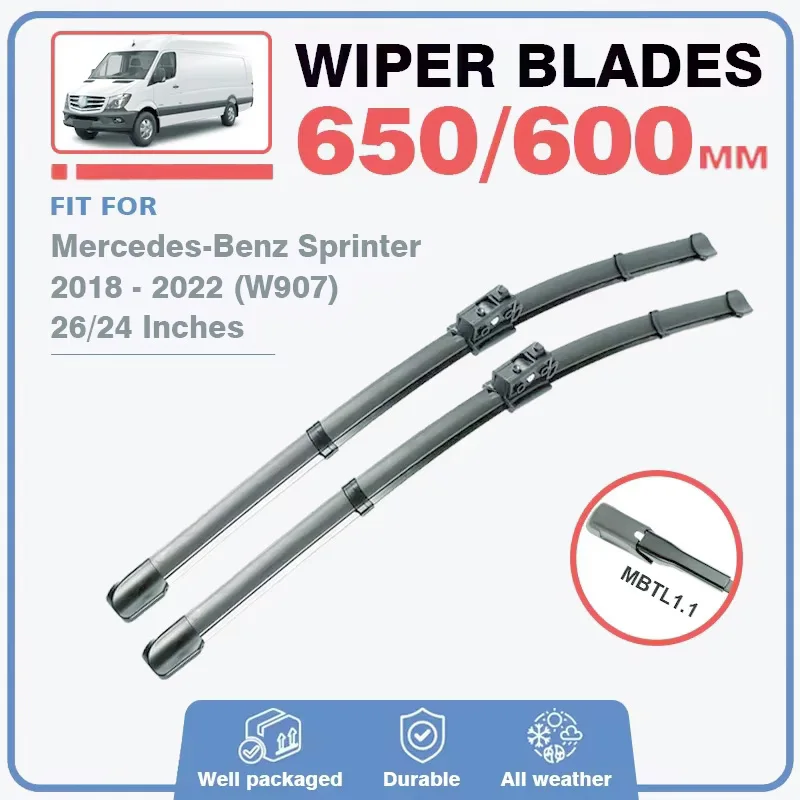 

For Mercedes Benz Sprinter 907 910 W907 2019 2020 2021 2022 2023 Front Wiper Blades Windshield Windscreen Brushes Accessories