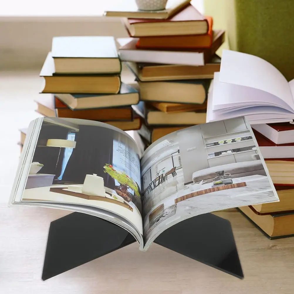 X Shaped Bookshelf Student Desk Shelf Acrylic Book Holder Stand Reading Rack Display Storage Solution Compact Lightweight