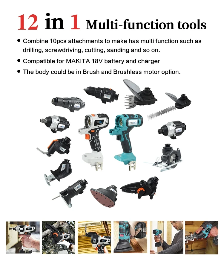 Newest Professional 12 in 1 Cordless Power Tool Kit Combo 20V Electric Drill Tools Sets Combo Sander Jig Saw Router Hammer