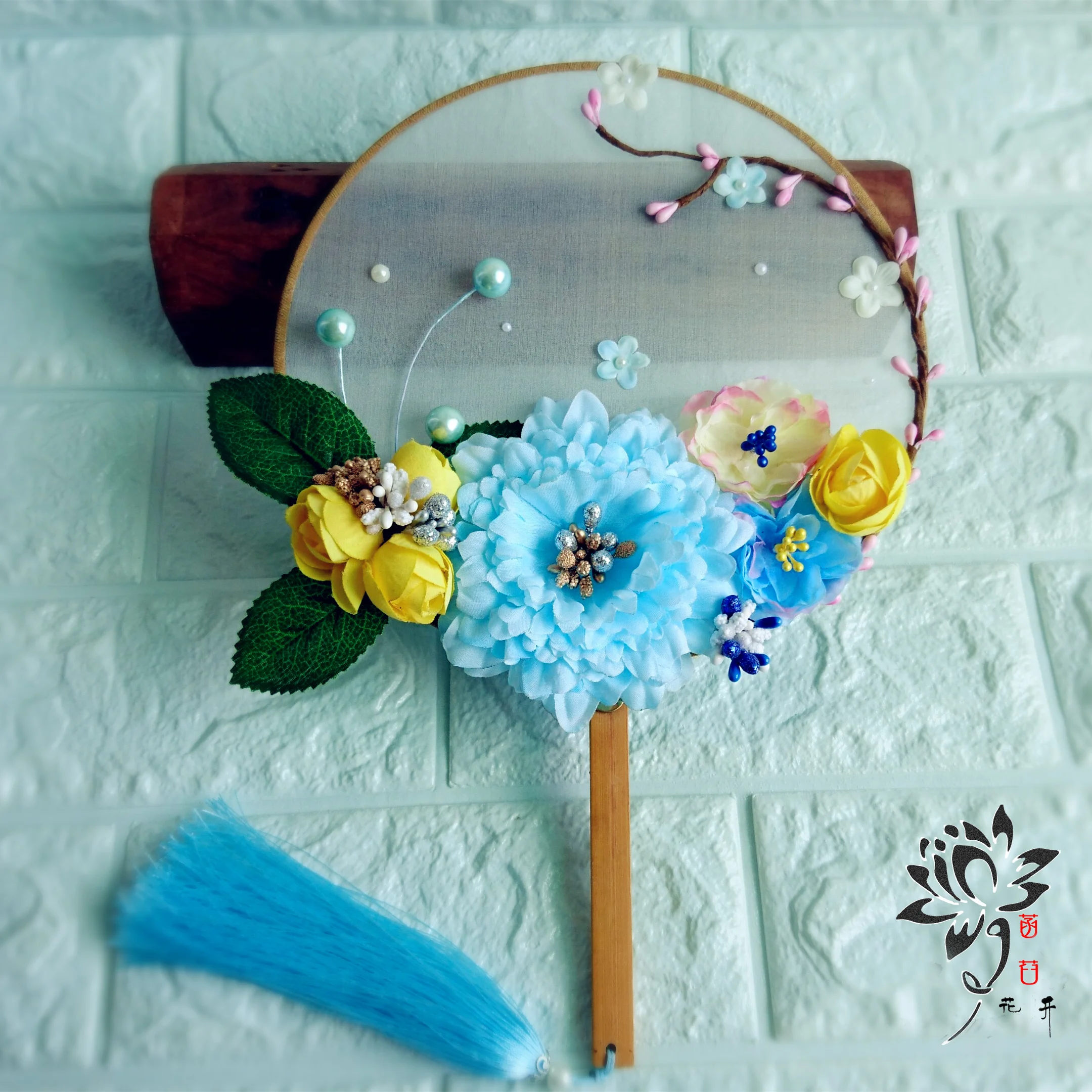 Thematic Photography Costume Hair Accessory Set Handmade Head Jewelry Comb Tiara Stick Bride Wedding Round Fan Handheld Prop