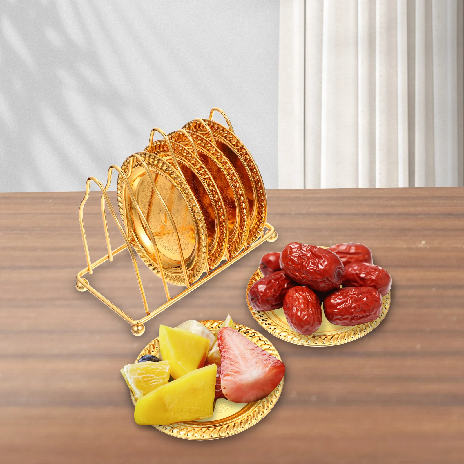 

Elegant Coffee Coaster Set Snack Tray Storage Rack Plates ganizer Kitchen Supplies Fruit Holder Non Fading Break Resistant Dry