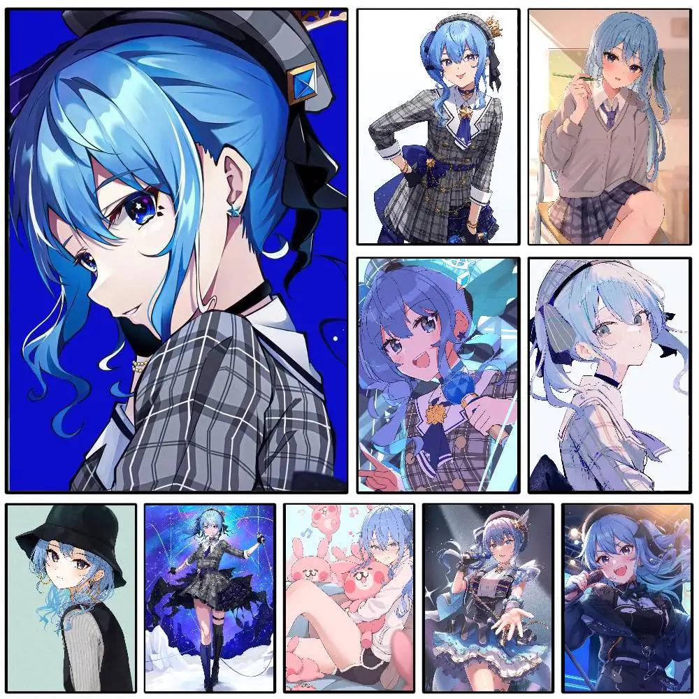 Virtual Singer Hoshimachi Suisei Poster Art Sticky Wall Waterproof Home Living Room Bedroom Bar Aesthetic Decoration