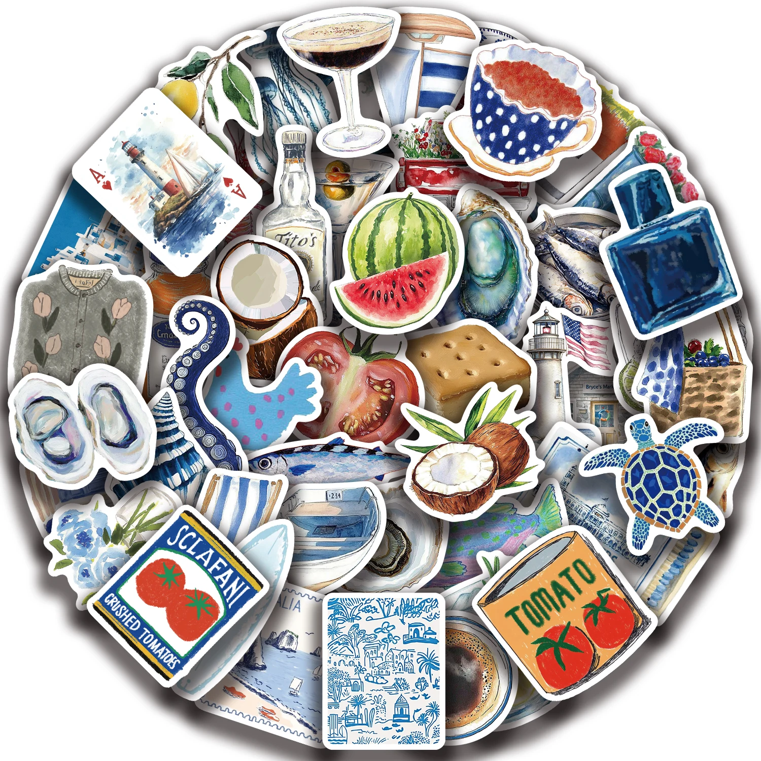 50 sztuk naklejki na otwarte morze niebieskie wzory koreańskie Ins kubek na laptopa bagaż DIY dekoracje naklejki Graffiti