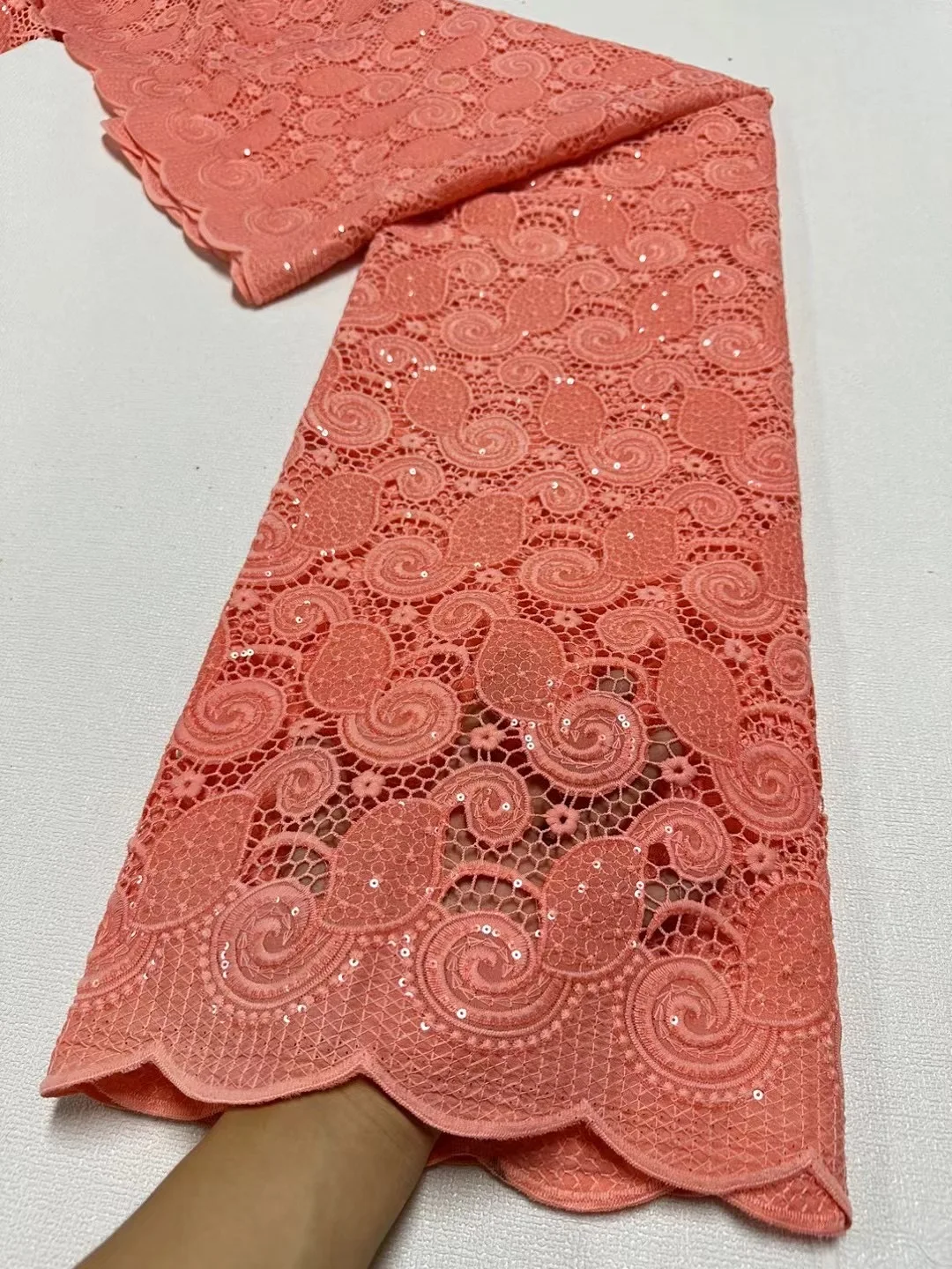 High Quality Tulle Lace Fabric for Sewing Cotton Sequins African Nigerian Wedding Party Gown Embroidered Dress 5Yard JL398
