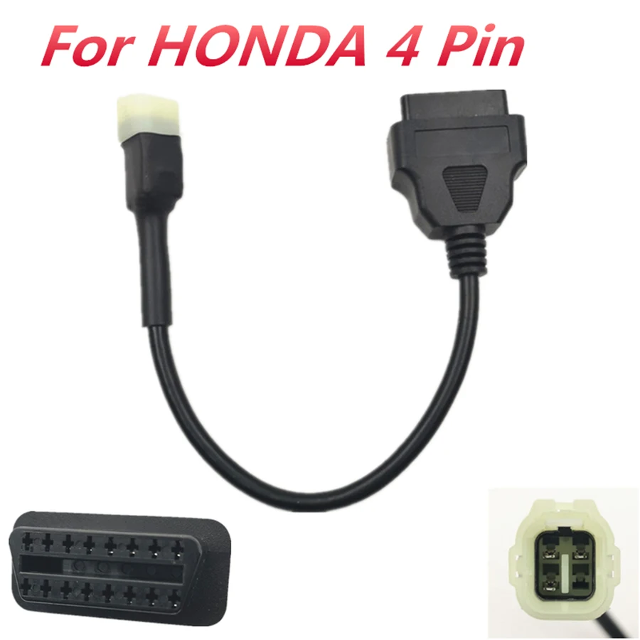 CABLE adaptador de lector de código de diagnóstico OBD2 de 4 pines para HONDA, motocicleta, ATV