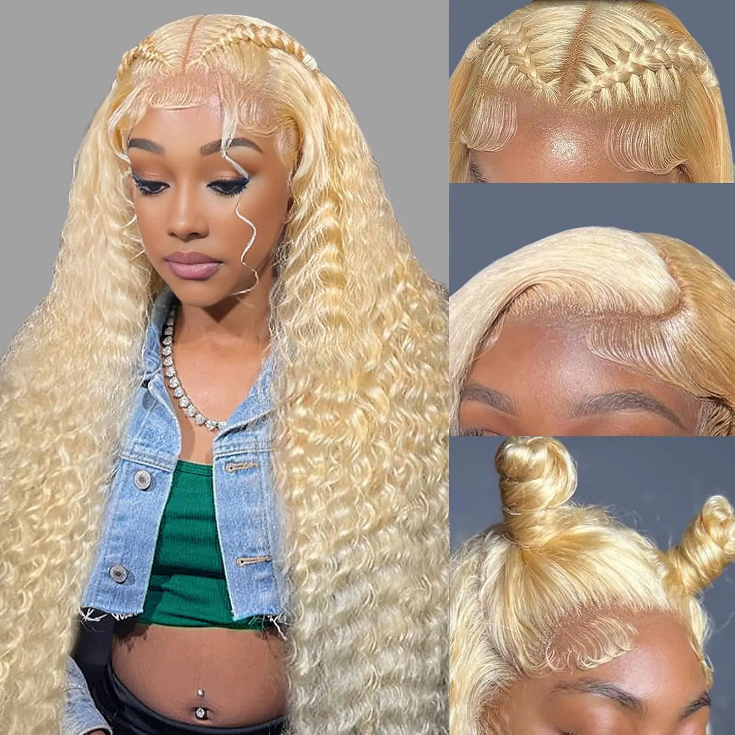 

613 Lace Front Wig Human Hair 13x6 613 Blonde Deep Wave Lace Frontal Wig 180% Density Blonde Curly Wig Pre Plucked For Women