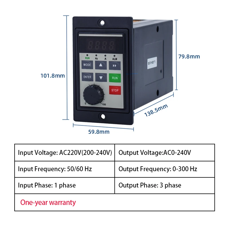 220V VFD 0.2KW 0.4KW 0.75KW entrada monofásica 220V salida trifásica 220V controlador de velocidad del Motor inversor de accionamiento de CA