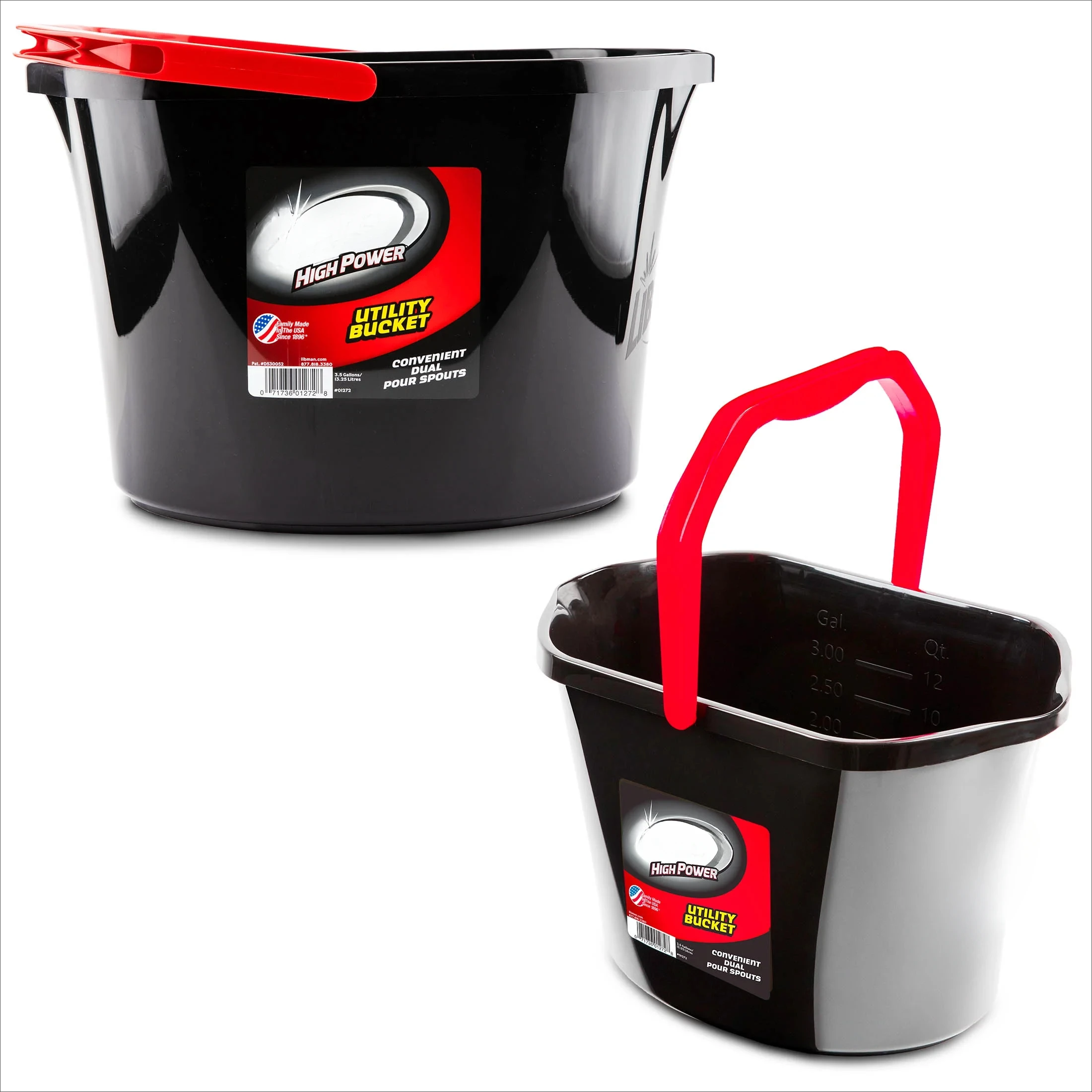 

3.5 Gallon Oval Black Polypropylene Utility Bucket Height 15.8"