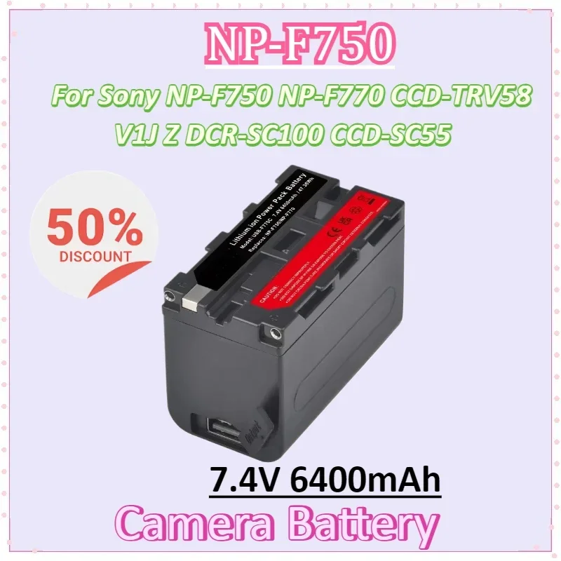 

2PCS 6400mAh USB Output NP F750 NP F770 LED Power Indicator Battery with Type C Port for Sony NP-F750 NP-F770 CCD-TRV58 V1J Z