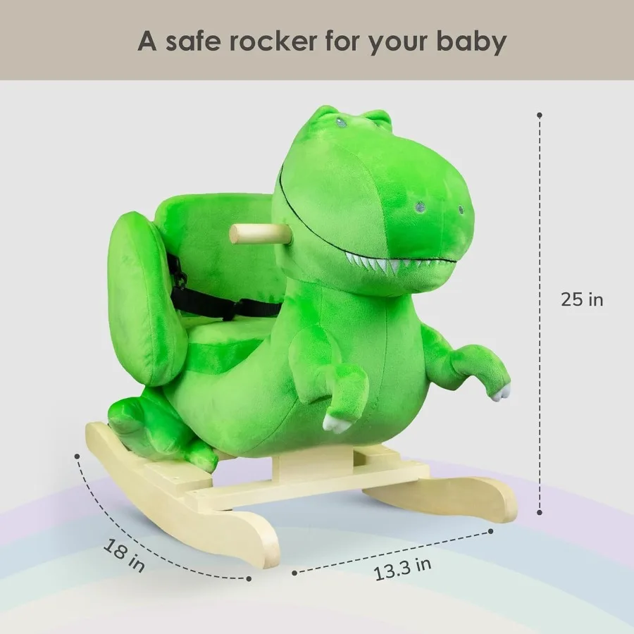 Hobbelpaard Dierendinosaurus voor kinderen van 10-36 maanden, 25 x 13 x 18 inch