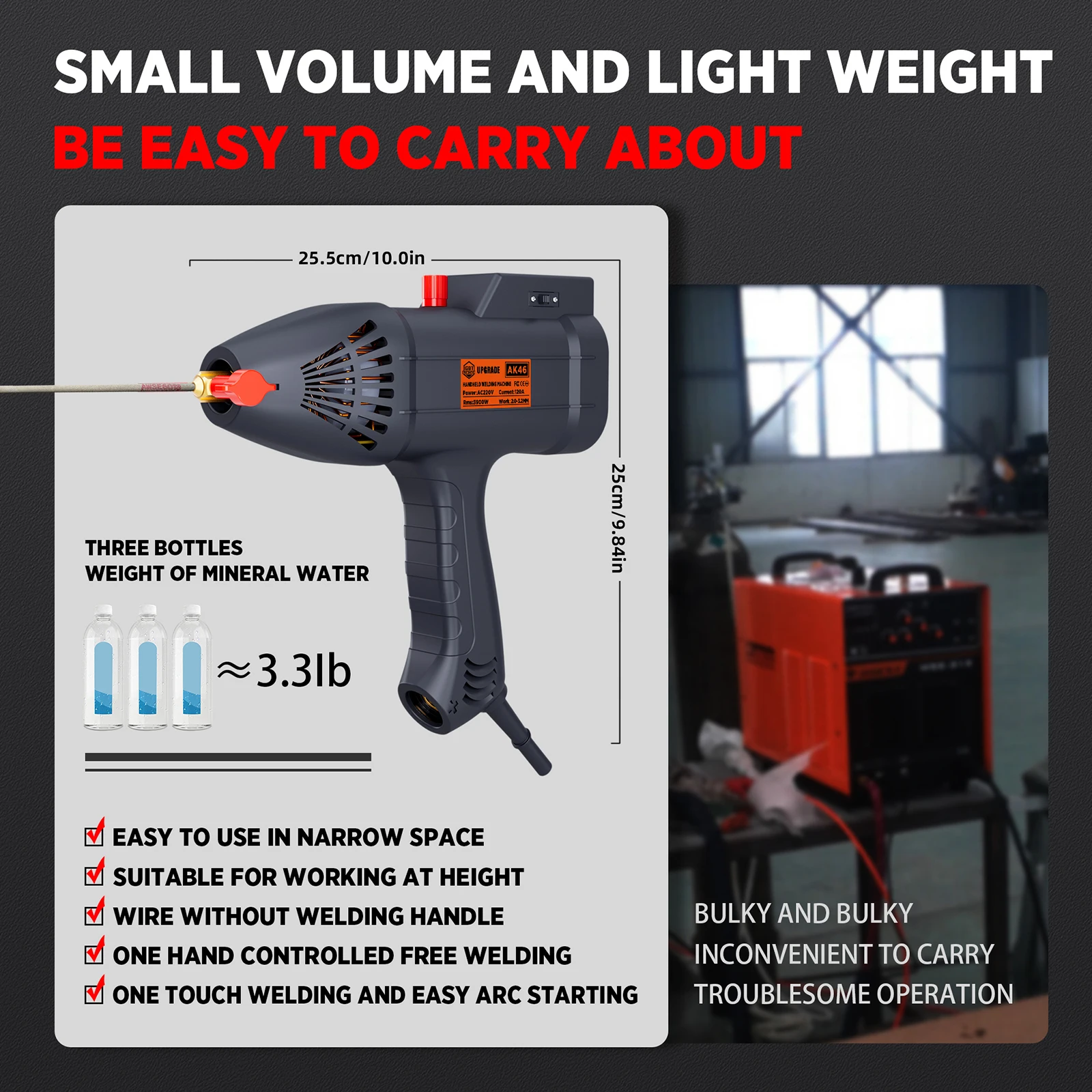 3900W Portable Arc Welding Machine 220V 120A Intelligent Handheld Electric Welding Machine with Infinitely Current Adjustment