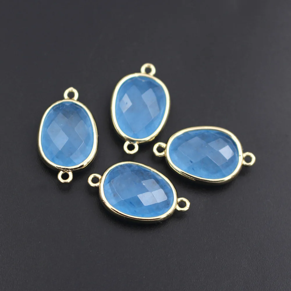 10pcs Fashion Faceted Natural Stone Connectors Oval Labradorite Rose Quartz Amethyst Charms For DIY Women Earrings Bracelet - view 4