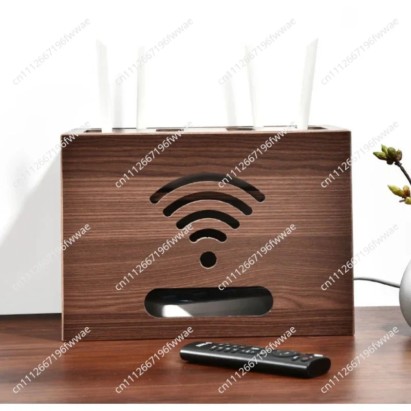 Black Walnut Wood Wireless Router Rack Living Room WiFi Storage Box Multi-storey TV Lower Plug-in Hide Routing Set-top Box