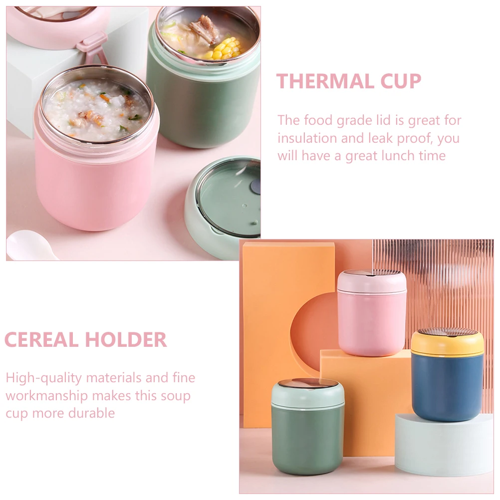 

Stainless Steel Soup Cup Portable Jar Sealed Milk Container Silica Gel Thermal High Quality Food Packing Meal Prep