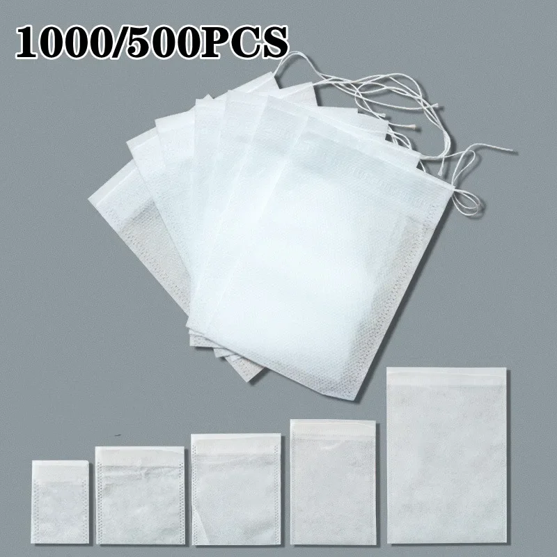 1000-100 قطعة أكياس الشاي القابل للتصرف كيس مرشح الرباط ورق فلتر فارغة الشاي Infuser الأعشاب التوابل اكسسوارات المطبخ المنزل