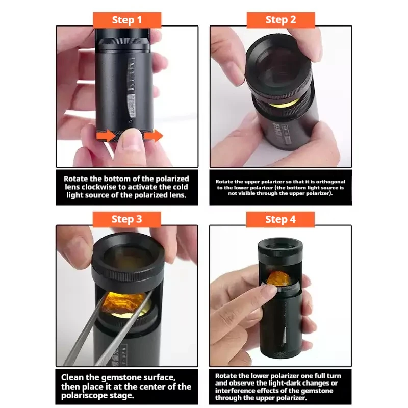 Portable Gem Polariscope Professional Jewelry Identification Tool With Warm LED Light for Crystal Jade Glass Gemstone Inspection
