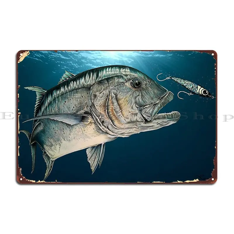 Giant Trevally And Abalone Stick Bait Metal Plaque Poster Party Plaques Living Room Wall Decor Designer Tin Sign Poster