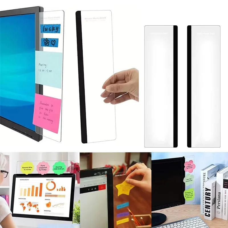 1Pcs Monitor Memo Board Clip Left/Right Durable Note Holder Computer Screen Message Panel For Home Office Desk Supplies Work Use